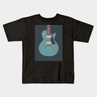 Faded Pelham Blue Rock LP Guitar Kids T-Shirt